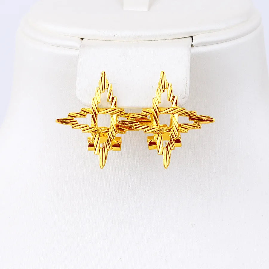 Maxy New 24K Gold Plated Necklace Earrings Women's Ring Fashion Party Exquisite Gift Set of 3 YY10463