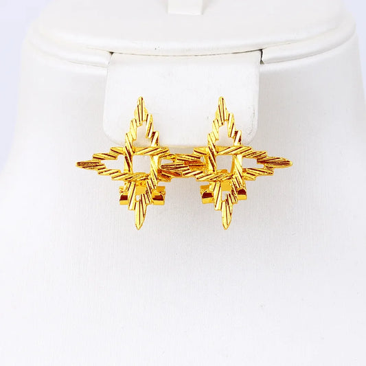 Maxy New 24K Gold Plated Necklace Earrings Women's Ring Fashion Party Exquisite Gift Set of 3 YY10463