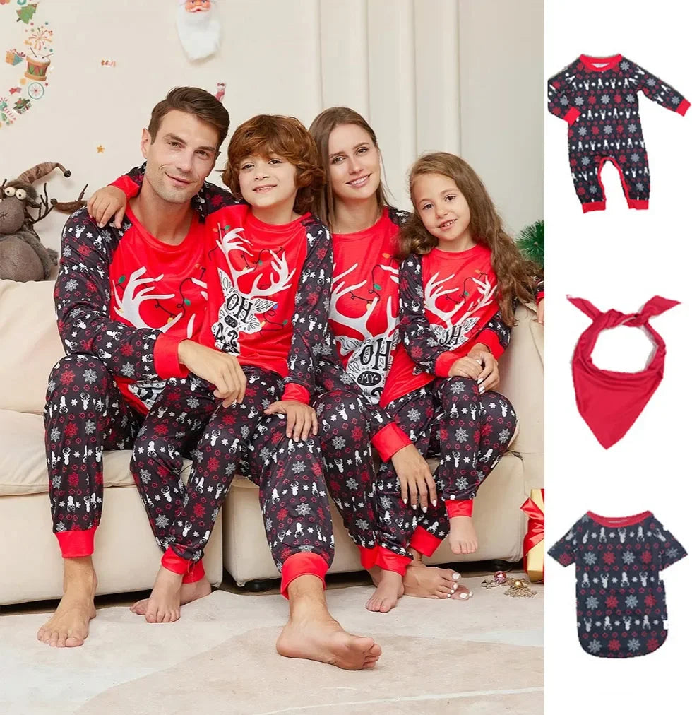 Maxy Christmas Family Mommy and Me Clothes Outfits Tops+Pants Family Matching Pajamas Mother Daughter Father Son Sleepwear Xmas