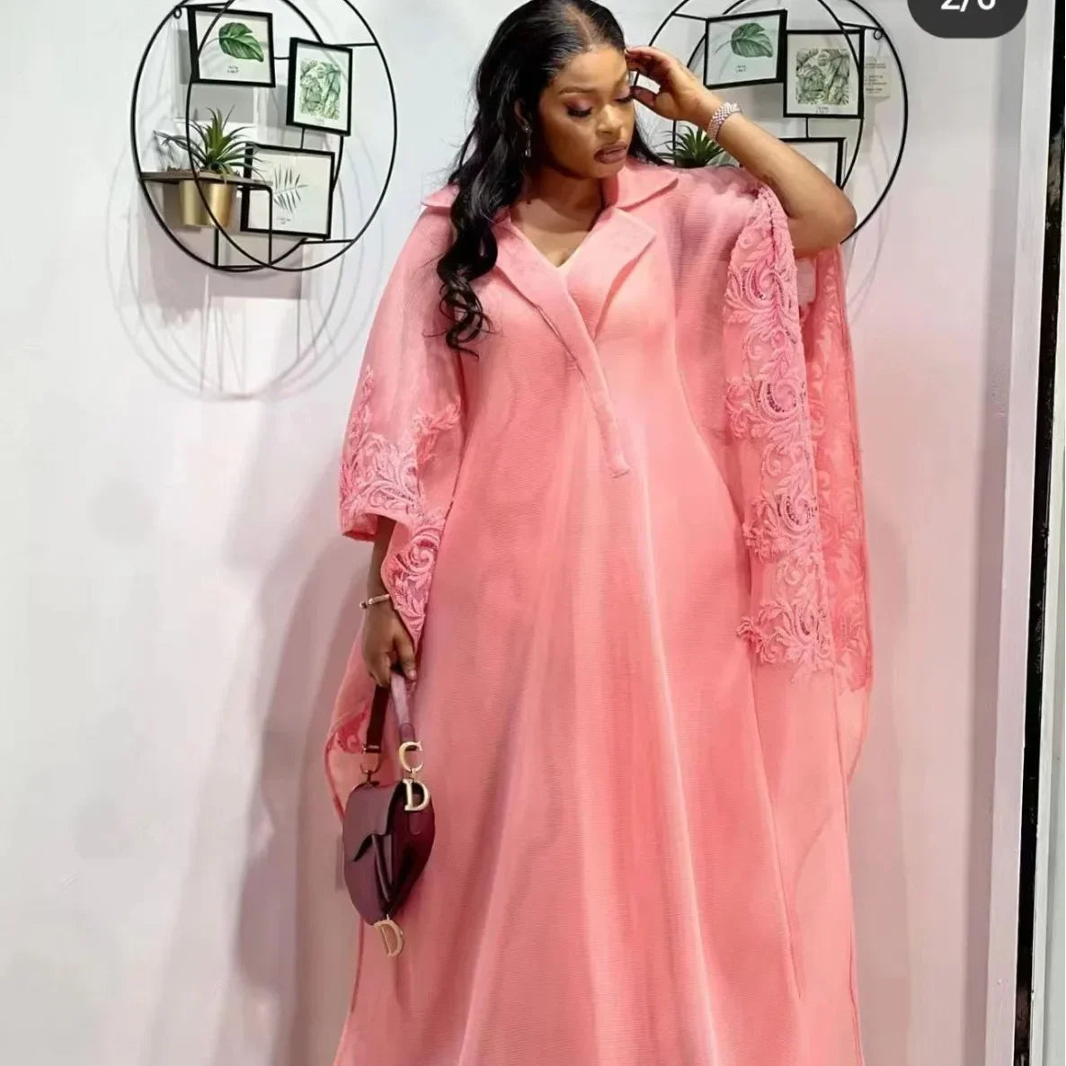 Maxy Elegant African Party Evening Dresses for Women 3/4 Sleeve Plus Size Long Maxy Dress Gowns Dashiki Clothing