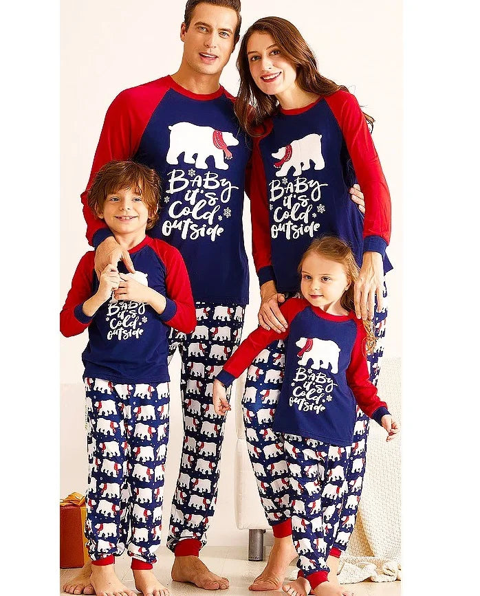 Christmas Family Matching Pajamas Set Polar Bear Father Mother Children & Dog Pyjamas Mommy and Me Xmas Pj's Clothes