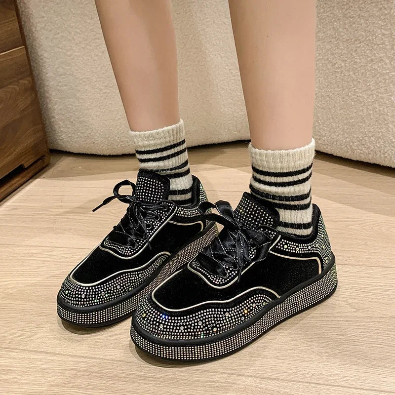 Amay New Women's Sports Shoes Fashion Butterfly Decoration Vulcanized Shoes Luxury Designer Thick soled Sports Shoes