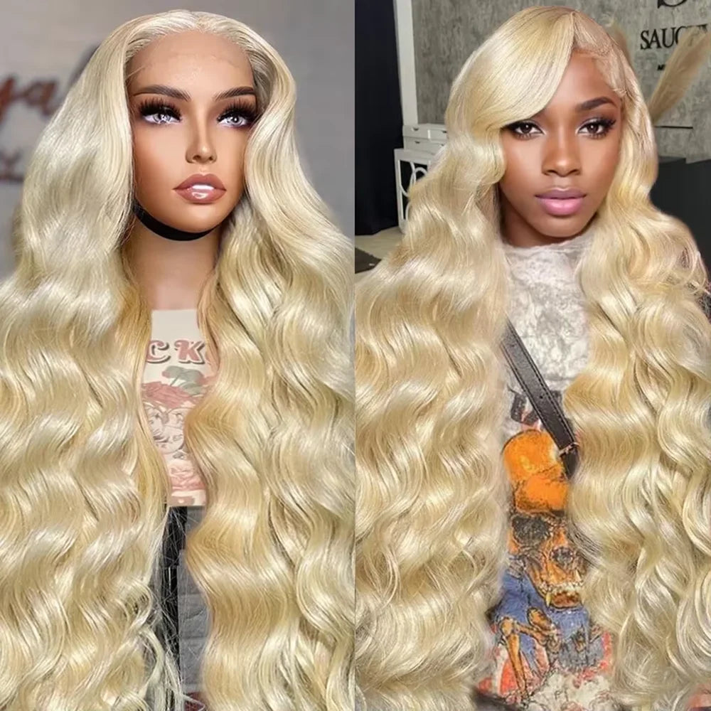 Maxy 40 42 Inch Body Wave Lace Front Human Hair Wigs Brazilian 613 Hd Lace Frontal Human Hair Wig 13x6 Colored Blonde 200 Density