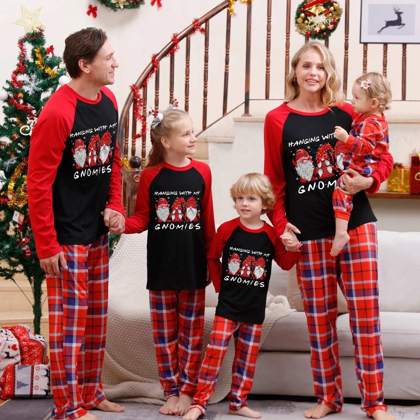 Merry Christmas Cartoon Print Family Pajamas Set Mother Father Kids Matching Outfit Baby Romper Boys Girls Clothes Xmas Look Pjs