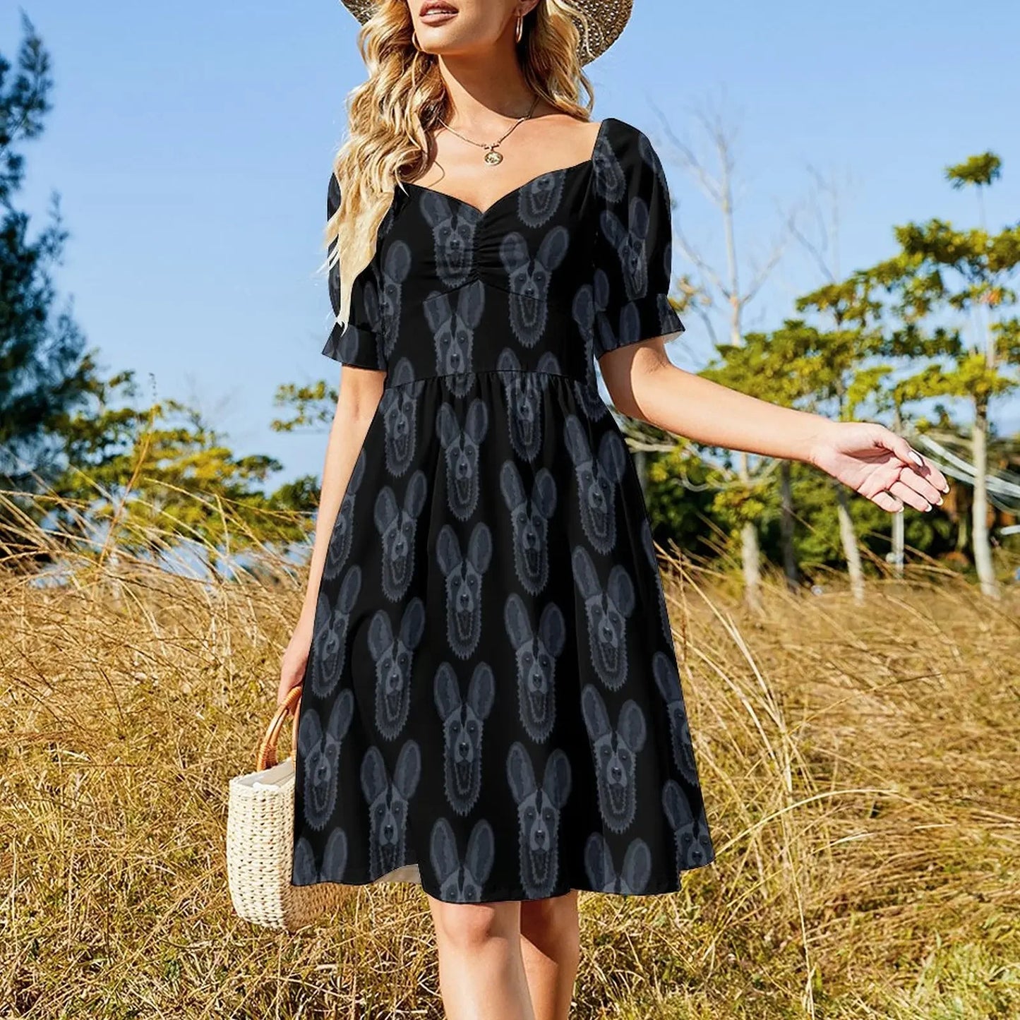 Amay Wild Dog - Blue Short-Sleeved Dress summer outfits for women chic and elegant evening dress