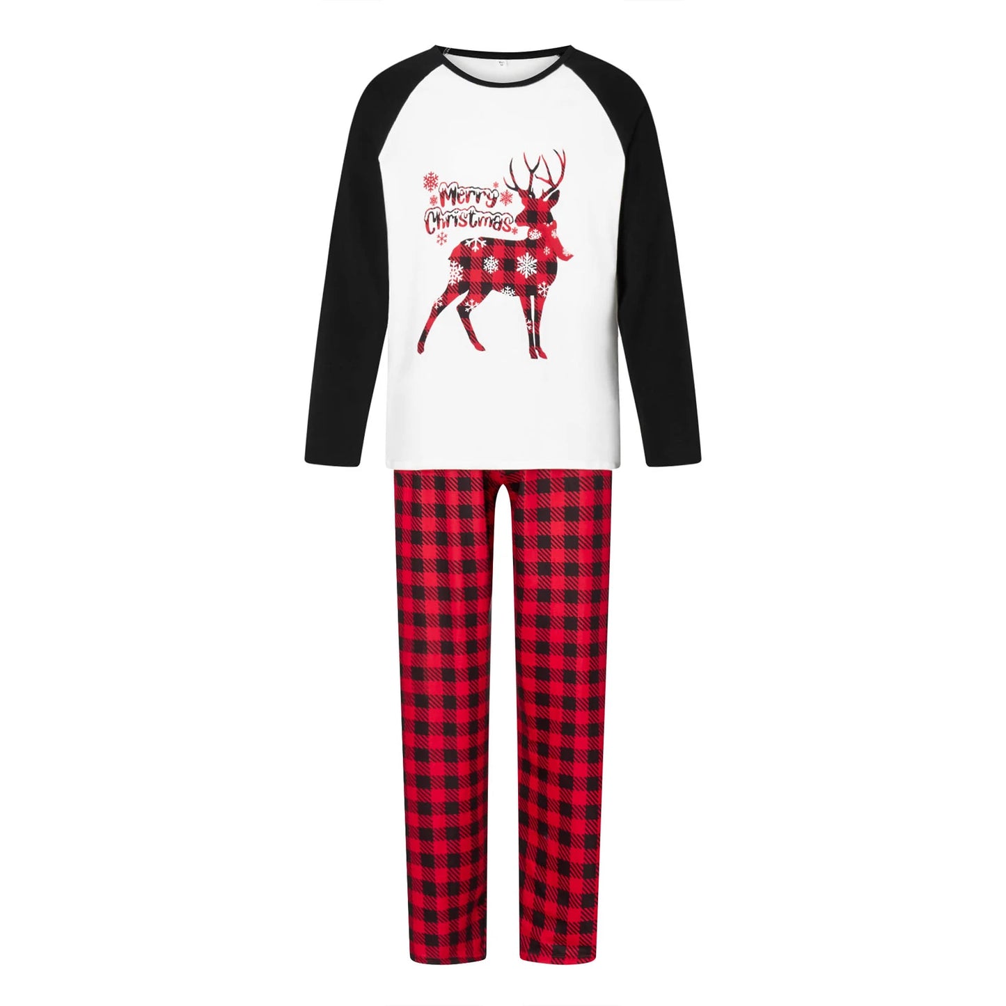 Family Matching Christmas Pajamas Set for Adults Kid Outfits Deer Print Long Sleeve T-shirts Plaid Pants Sleepwear Xmas Look Pjs