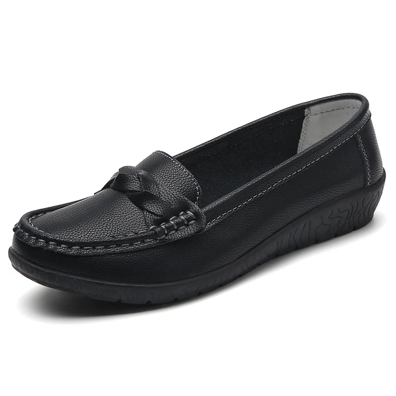 Maxy Shoes Women Slip On Casual Flats For Women's Loafer Soft Leather Zapatos De Mujer Flat Shoes Women Footwear White Shoes