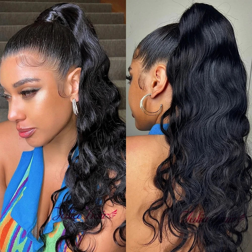 Maxy Wave Loose Deep Wave Wig 1B Black 13x6 HD Lace Human Hair Wig Pre Plucked Baby Hair Bleached Knots Brazilian Wigs Original