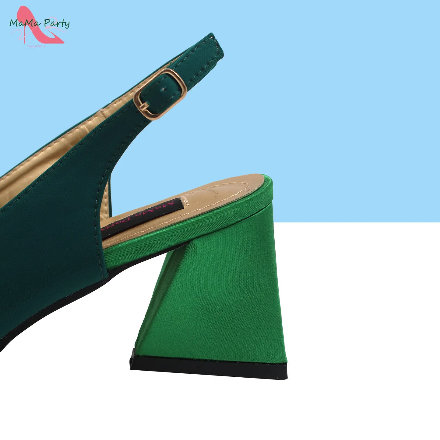 Maxy New Design Women Shoes and Bag Set in Green Color High Quality Comfortable Heels with Appliques for Wedding