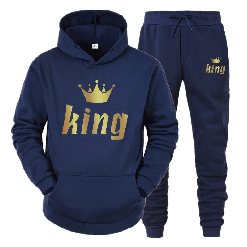 Maxy King And Queen Couple Outfit Hoodie and Jogger Pants High Quality Men Women Daily Casual Sport Jogging Suit King Queen Tracksuit