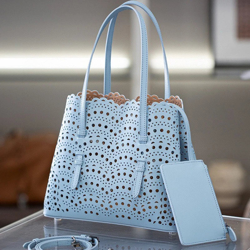 Maxy Custom Initials Genuine Leather Tote Bags For Women Luxury Designer Handbags Purses 2025 New In Cowhide Hollow Underarm Shoulder