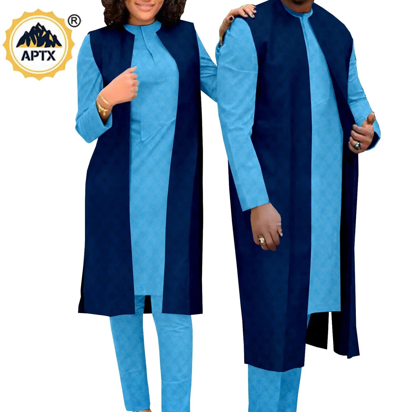 Amay Couples Clothes Bazin Riche Women Outfits 3 Pieces Sets Match Men Jacquard Shirt and Pants and Vest Jackets Sets Y22C029