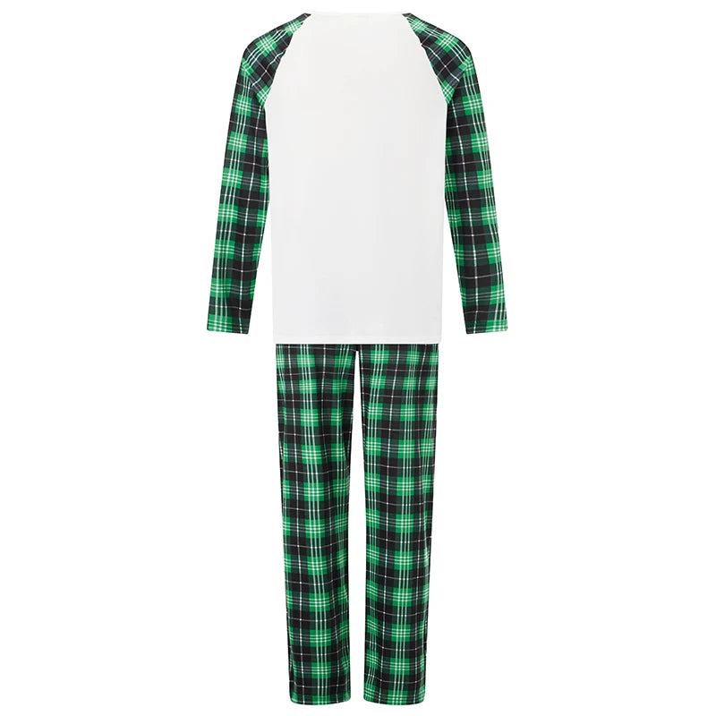 Maxy Christmas Matching Pajamas Christmas Tree Print Long Sleeve Shirt and Elastic Plaid Pants Set Loungewear Soft Sleepwear