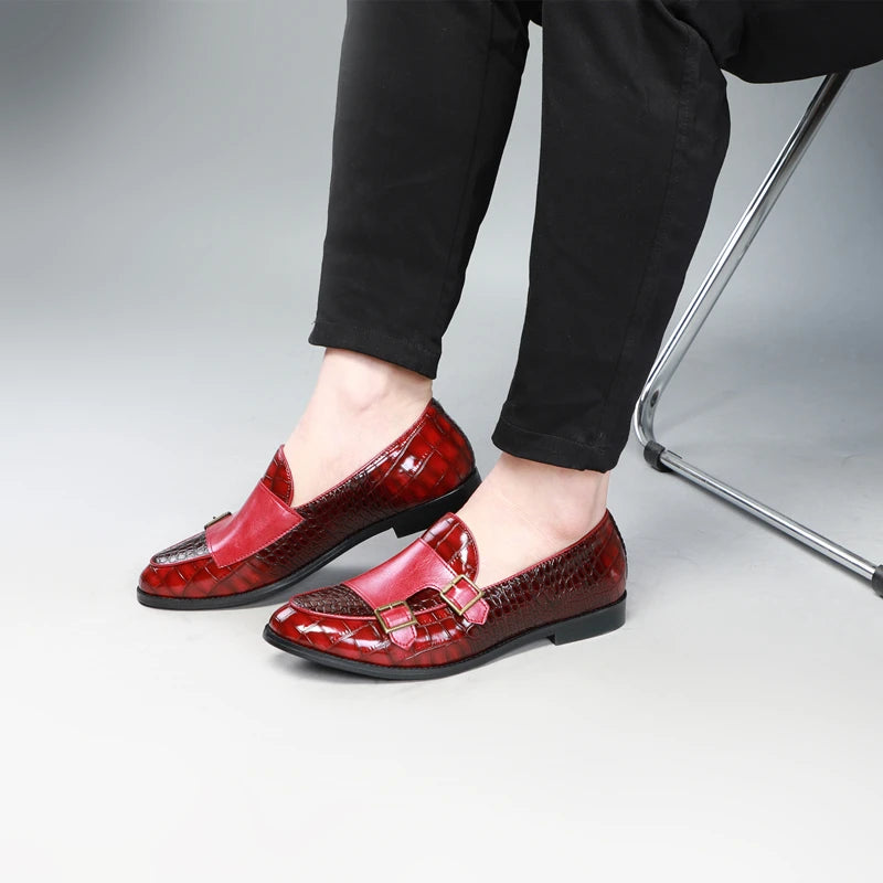 Amay New Spring Fashion British Men Casual Shoes Crocodile Designer Formal Dress Leather Shoes Business Work Loafers Italian Wedding