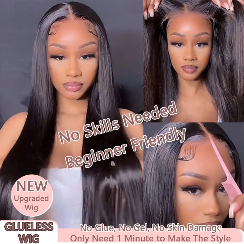 Maxy Glueless Wig Human Hair Bone Straight 6x4 5x5 9x6 7x5 Lace Closure Glueless Wig Wear And Go Ready To Wear Pre Cut Lace Wigs