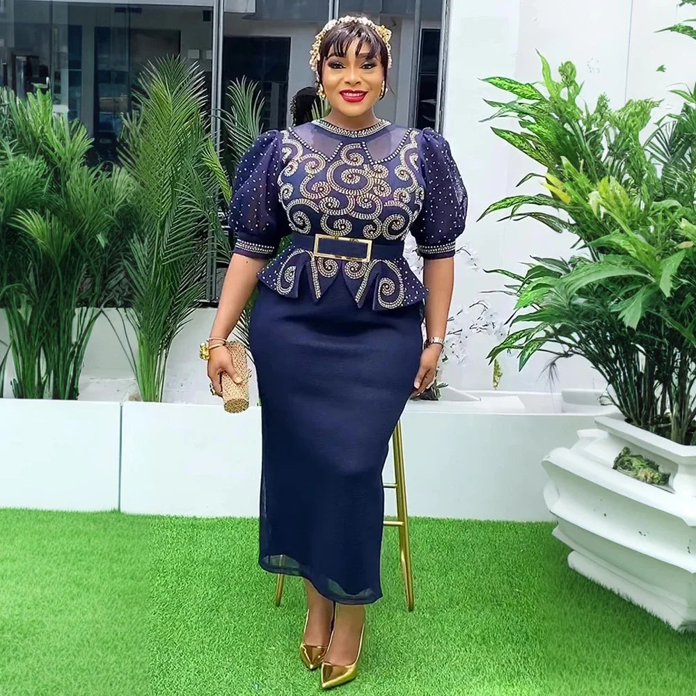 Amay Plus Size Party Dresses for Women New Fashion Dashiki Ankara Wedding Evening Gown Elegant Turkey Muslim Maxy Dress