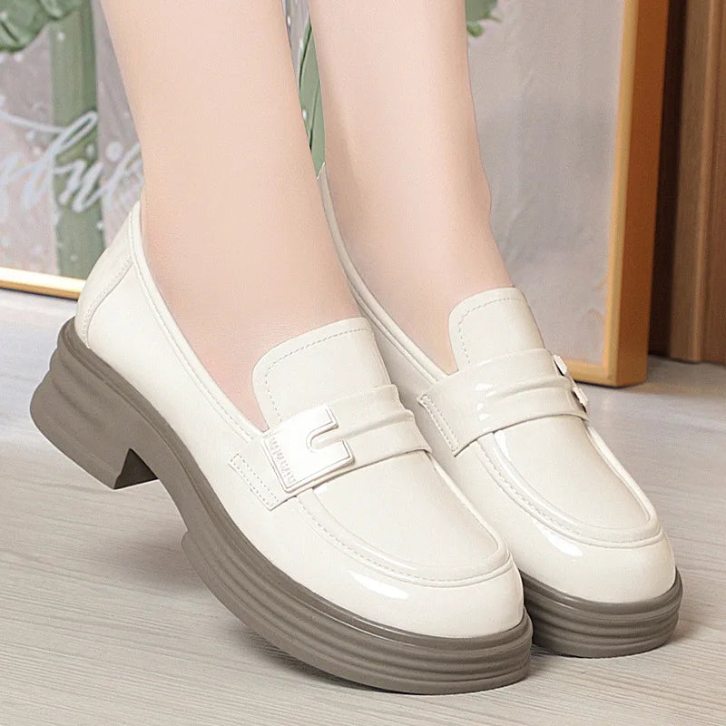 Maxy Chunky Loafers Shoes Spring Women Japanese Style Slip On Black Single Pumps Shoes Women Fashion Girls Thick Sole Heel