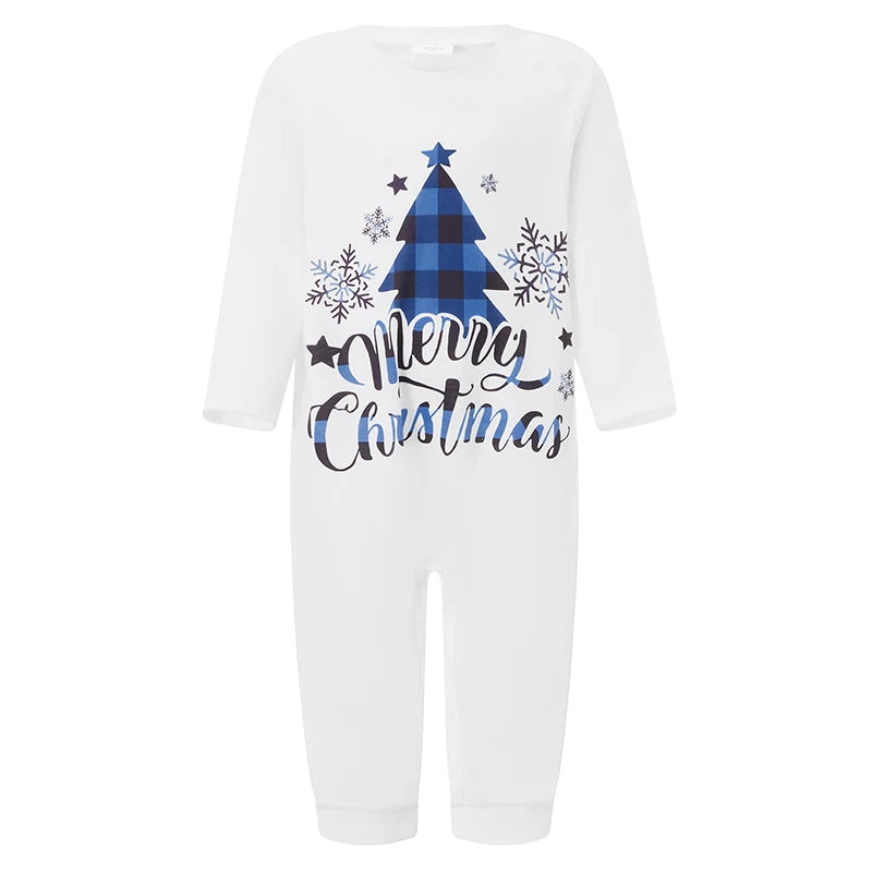 Max Family Matching Pajamas Loungewear Set Christmas Tree Letter Print Long-Sleeved Tops+Plaid Trousers Sleepwear Outfits