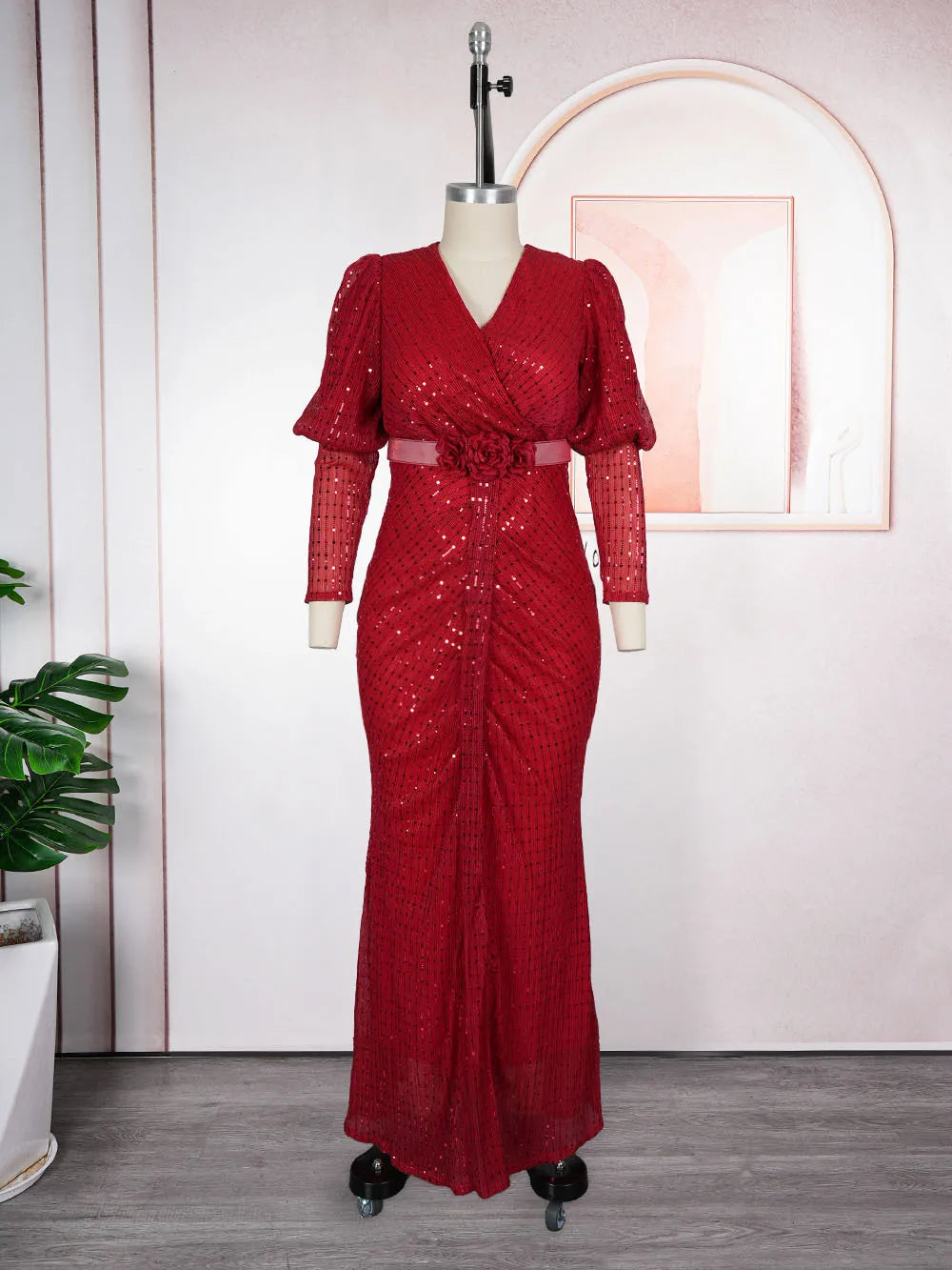 Amay Party Dresses for Woman Clothing Plus Size Dashiki Sequin Pink Robe Elegant Turkey Muslim Wedding Evening Gown