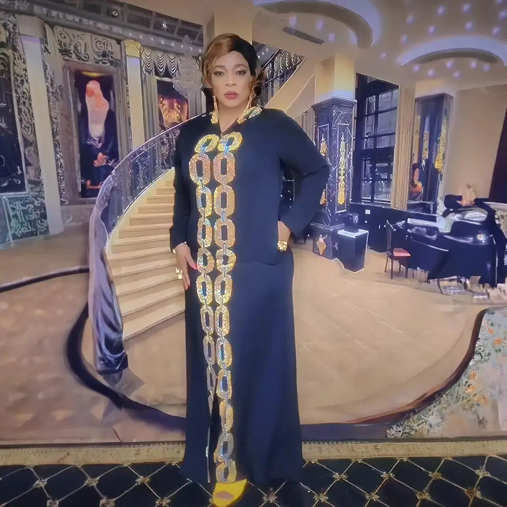 Maxy New Product women's clothing from turkey rhinestone abaya dubai luxury hooded Long dresses