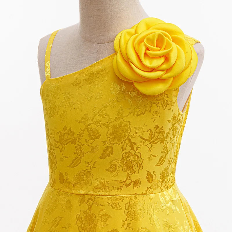 Maxy Elegant Solid Evening Gown Yellow Princess Dress For Girls Party Dresses Fashion Cartoon Rabbit Police Same Cosplay Costumes