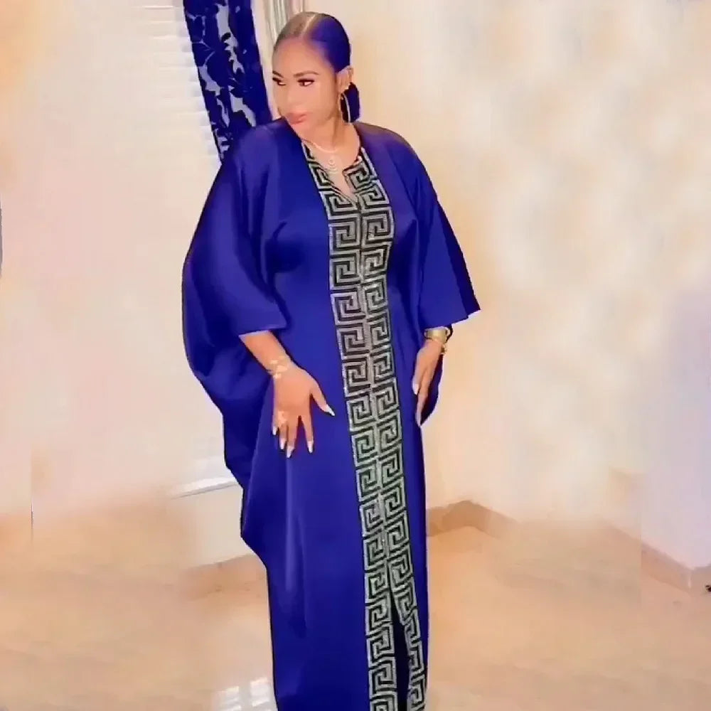 Maxy Customized Party Dresses For Women Traditional Clothing Dubai Dashiki Abaya Muslim Plus Size Bat Sleeve Maxy