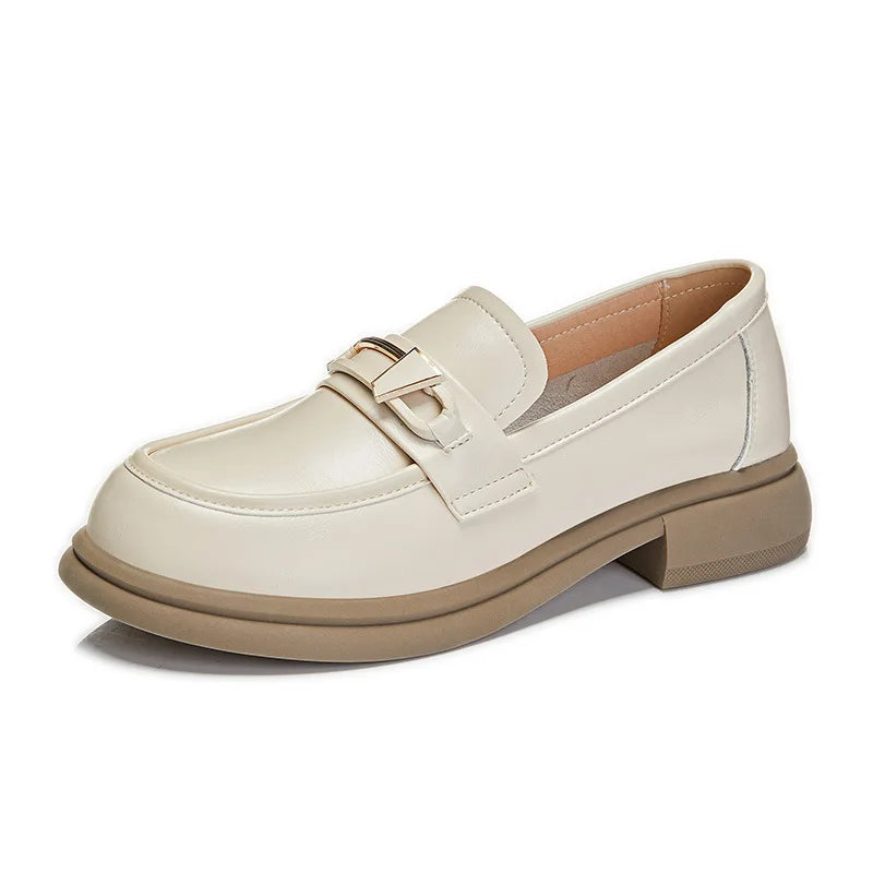 Maxy Spring Autumn Women's Shoes Female Genuine Leather Slip-on Loafers Ladies Office Work Thick Sole Shoe Ladies Casual Penny Loafer