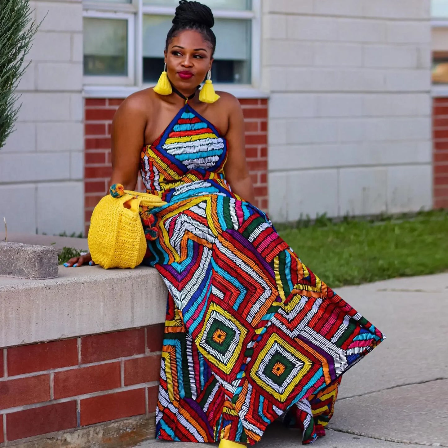 Maxy African Print Dresses for Women Summer African Elegant Spaghetti Strap Africa Clothing Long Maxy Dress Outfits African Clothes