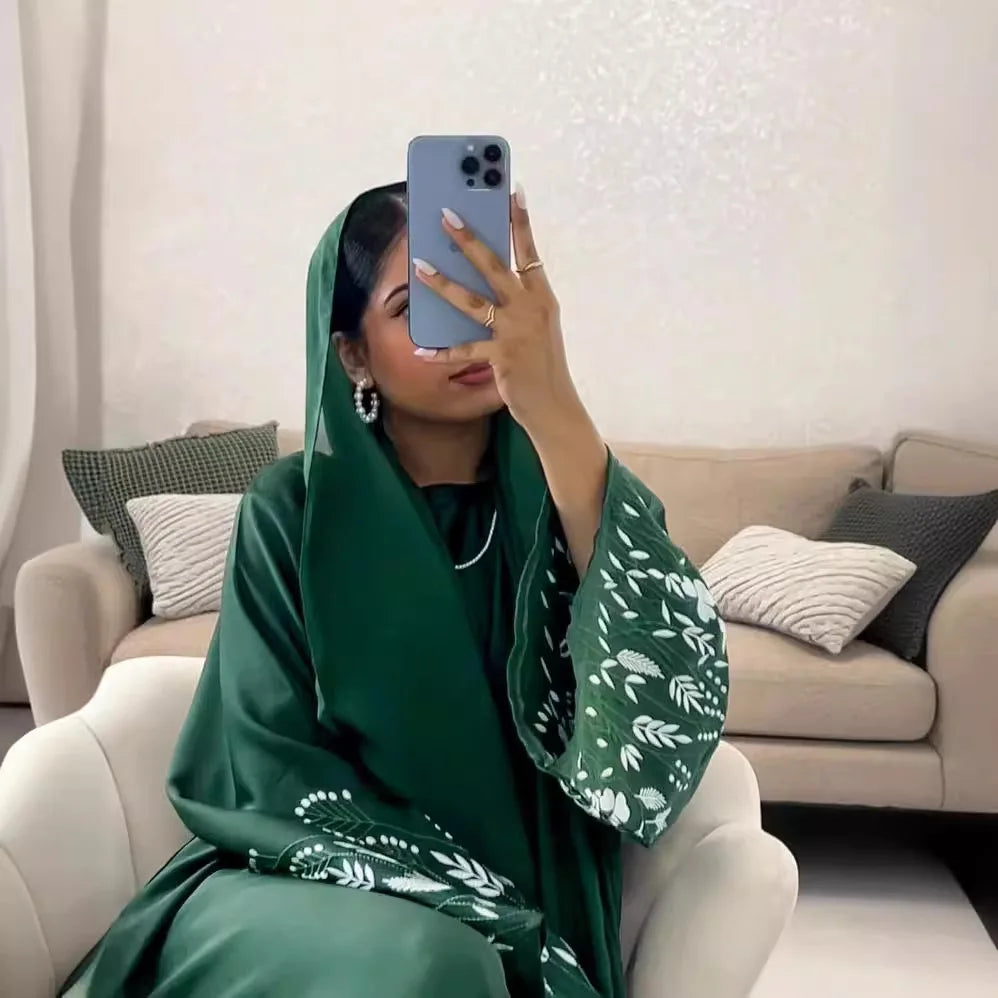 Maxy New Embroidery Jalaiya Women Muslim Maxy Dress Dubai Abaya Turkey Kaftan Eid Mubarak Djellaba Islam Clothing Morocco Robe