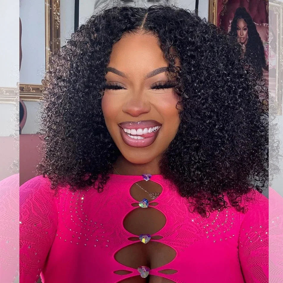 Maxy Kinky Curly Wigs 13x6 HD Lace Frontal Wig Glueless Human Hair 4C Afro Curly Lace Front Human Hair Wigs 4x4 HD Lace Closure Wigs