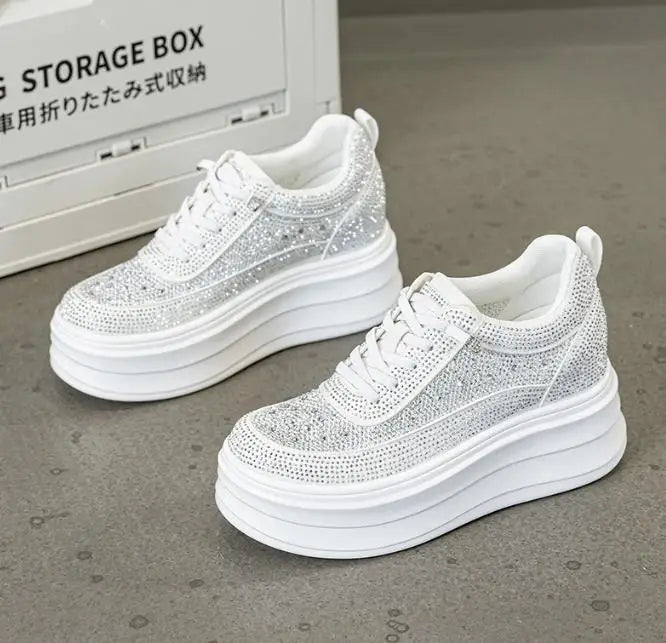 Visco Sneakers Women's Size 34 39 New Color Rhinestone Fashion Women Loafers Platform Fashion Shiny Women's Shoes