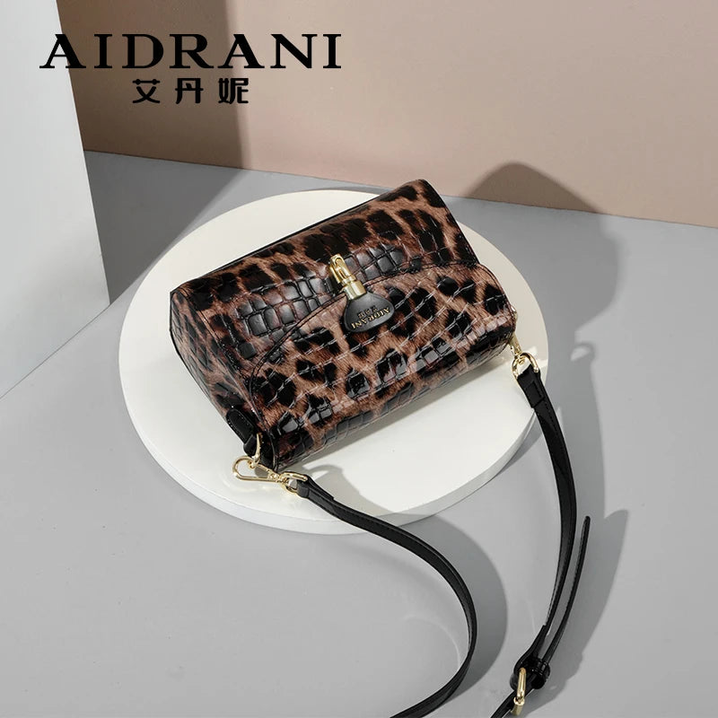 Maxy New Luxury Designer Leopard Genuine Leather Handbags Ladies Fashion Tote Leather Shoulder Women Bags