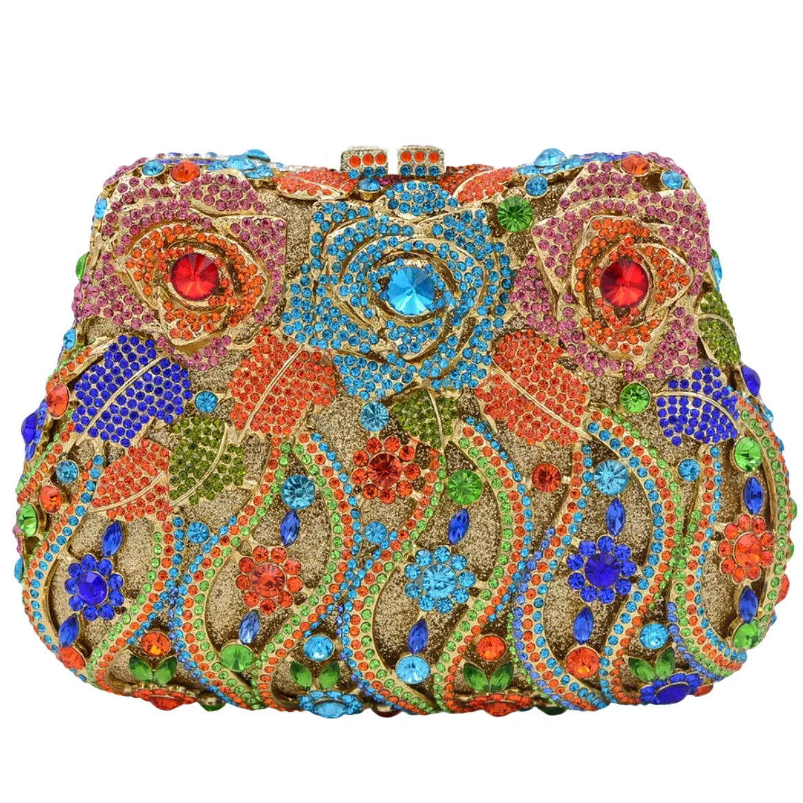 Maxy Colorful Women Flower Stone Clutch Dinner Party Evening Bags Wedding Bridal Crystal Minaudiere Floral Handbag Diamond Gift Purse