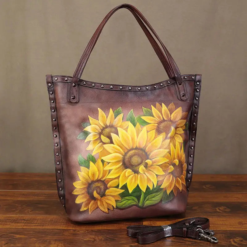 Maxy Luxury Fashion Leather Women's Bag Large Capacity Hand Drawn Handbags Tote Bag Shoulder Crossbody Bags First Layer Cowhide