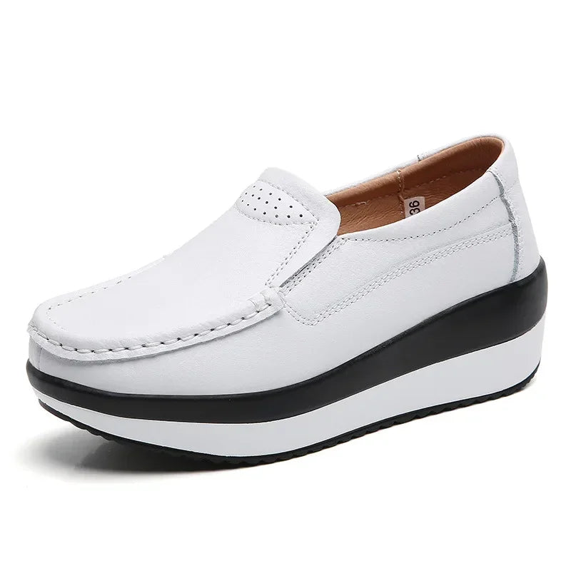 Maxy Spring Women's Loafers Comfortable Female Vulcanized Shoes Wedge Orthopedic Slip-on Platform Shoes for Women