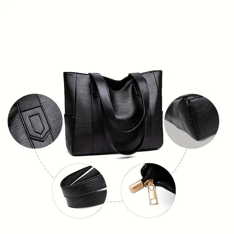 Maxy Vintage Large Capacity Tote Bag, Retro Vegan Shoulder Bag, Women's Casual Handbag For Commute