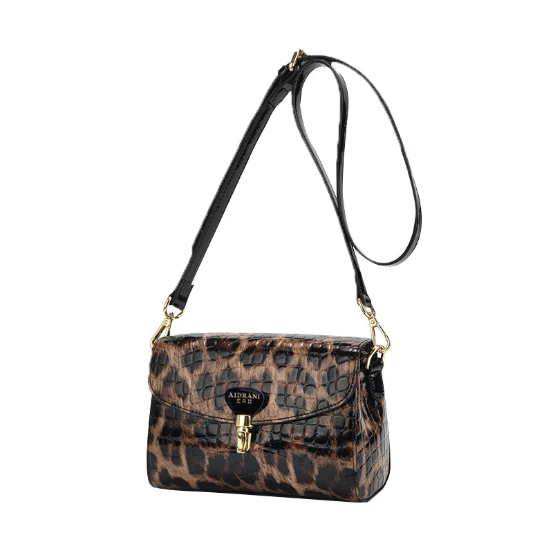 Maxy New Luxury Designer Leopard Genuine Leather Handbags Ladies Fashion Tote Leather Shoulder Women Bags
