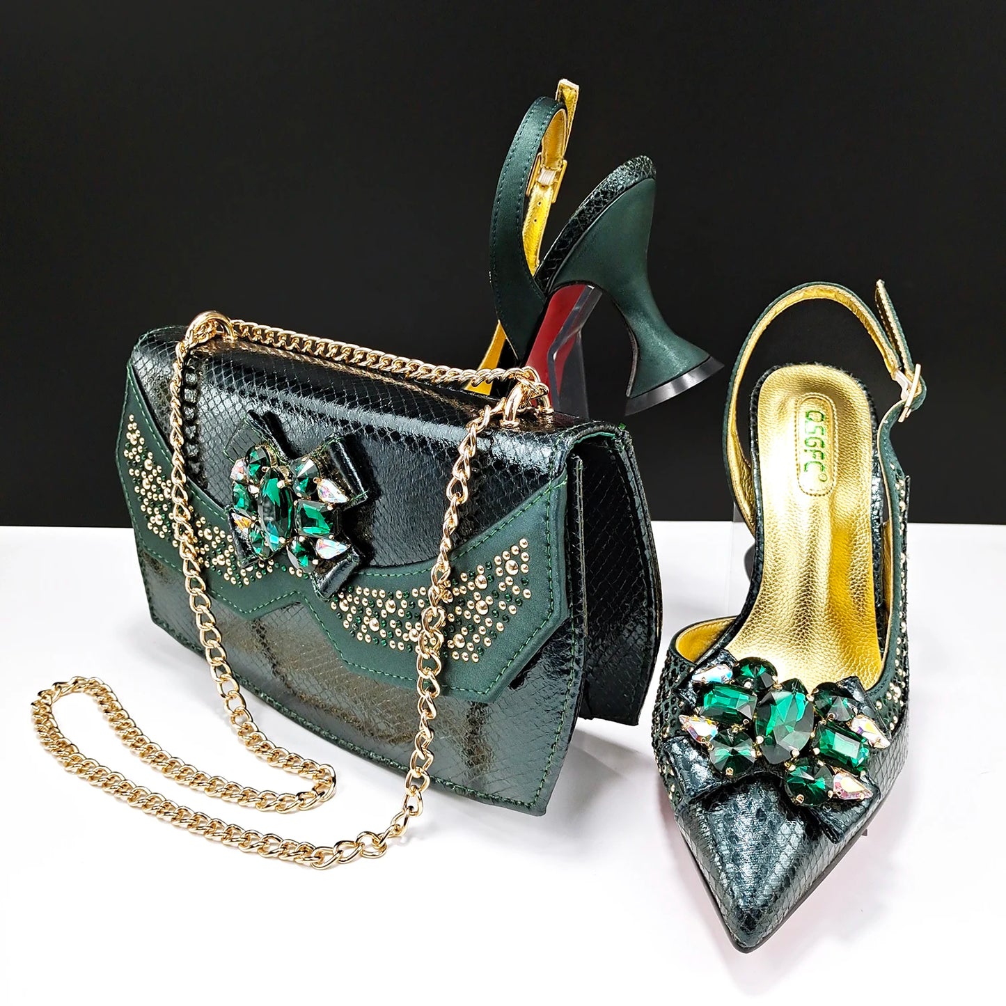 Maxy Nigeria Boutique Suits Party Shoes and Bags Set Italian Design High-Heeled Women's Shoes with Shiny Two-Purpose Bags