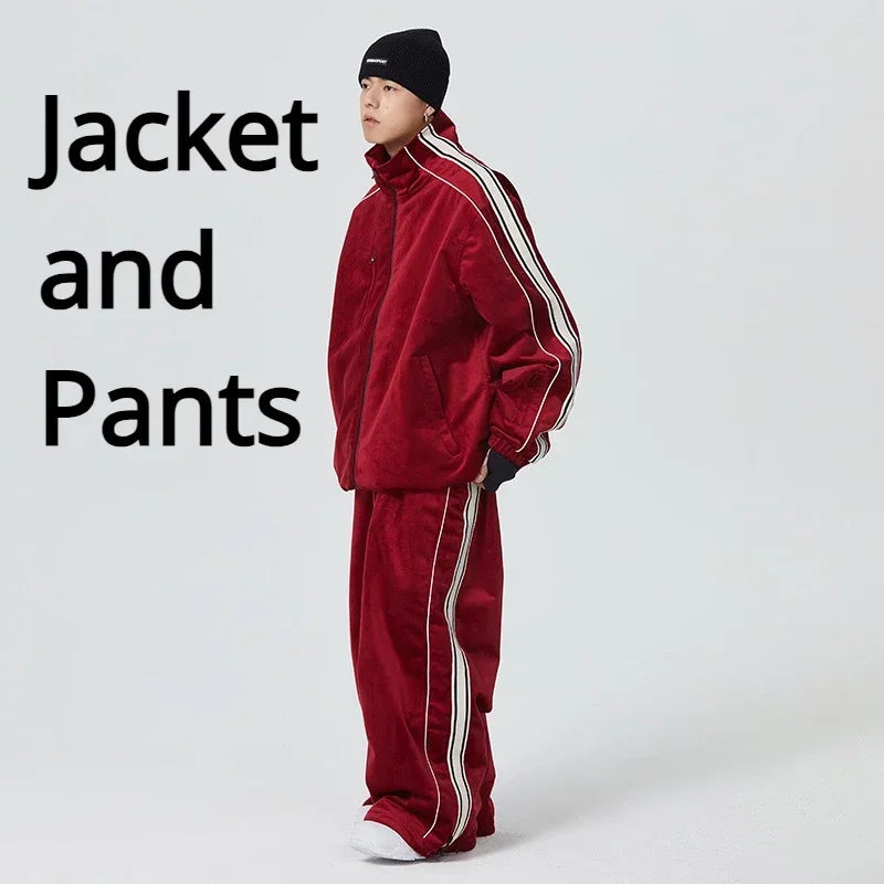Amay New Couple Skiing Suit Snow Warm Clothes Women Outdoor Ski Sport Jacket Pants Set Man Winter Windproof Snowboard Tracksuit