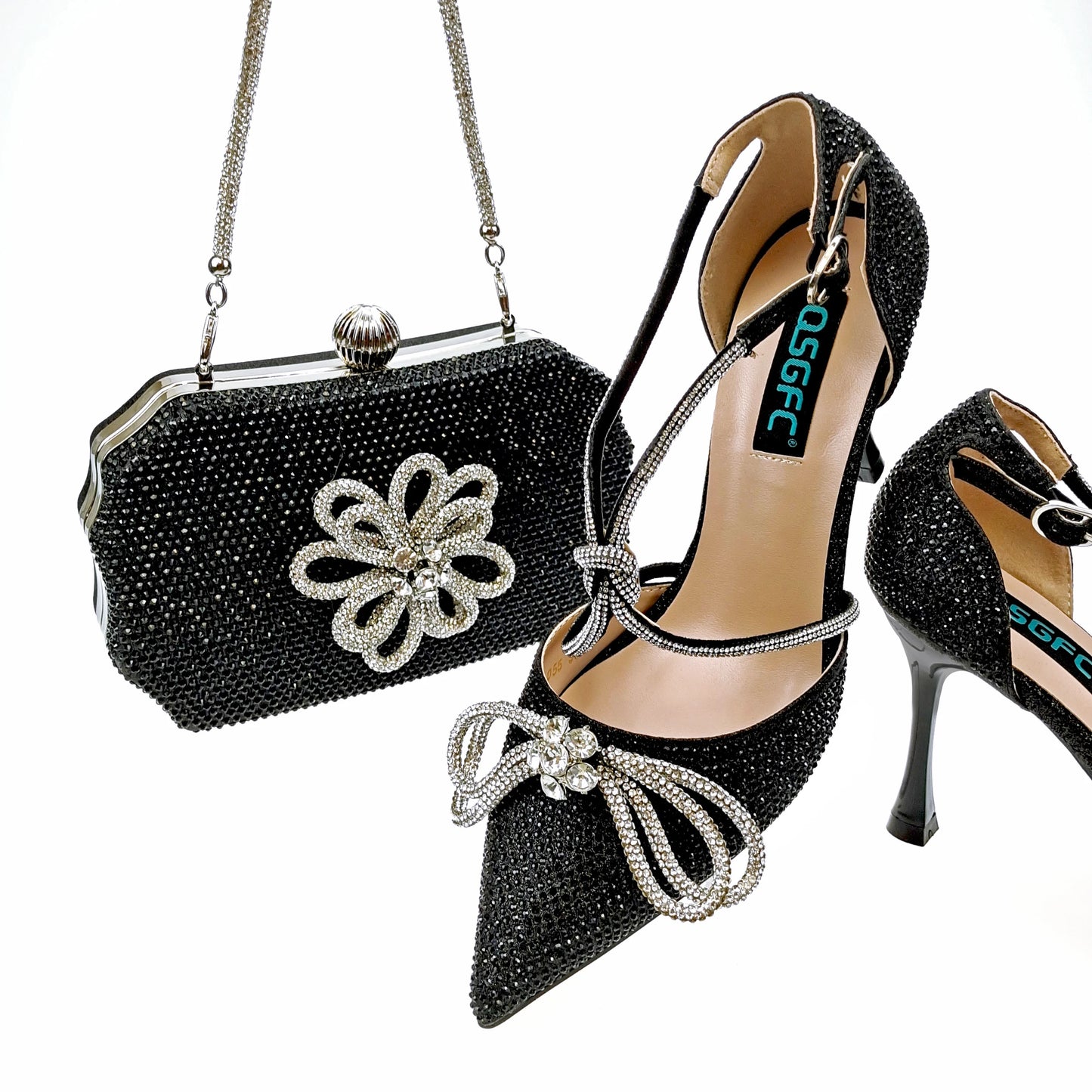 Maxy New Arrival Fashionable Shoes and Bag Silver Color Women's Wedding Special Appliques for African Lady Sandals