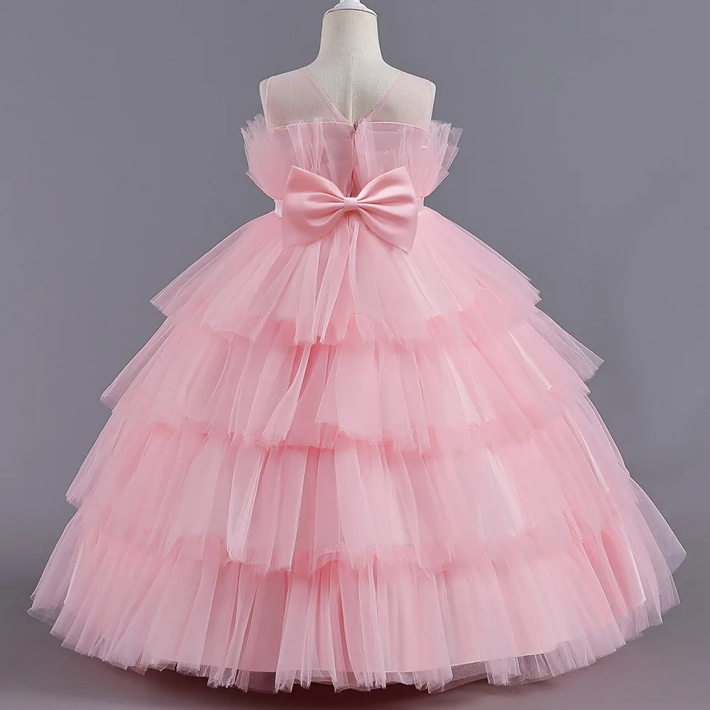 Maxy Princess Party Dress Wedding Birthday Kids Christmas Ceremonies Dresses Flowers Sequined Vestidos De Gala Vestido Adolescente 12 Años