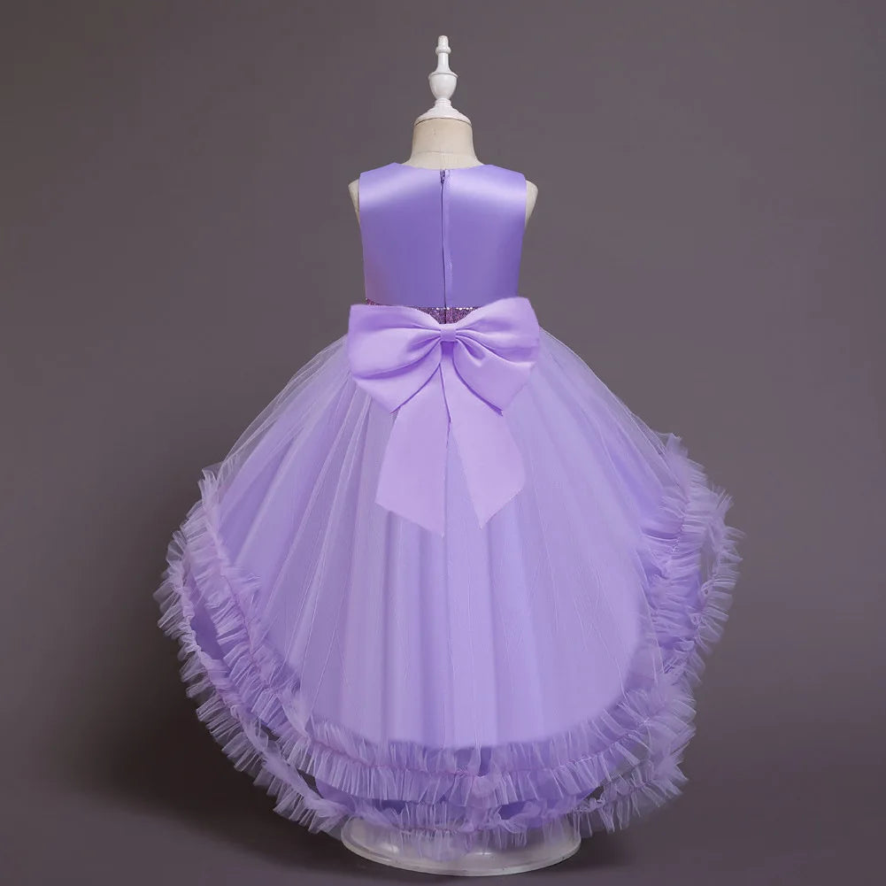 Maxy Princess Baby Girls Wedding Christening Dresses 2 To 7 10 Years Child Elegant Costume Gowns For Eid Evening Lilac Long Children's Clothes