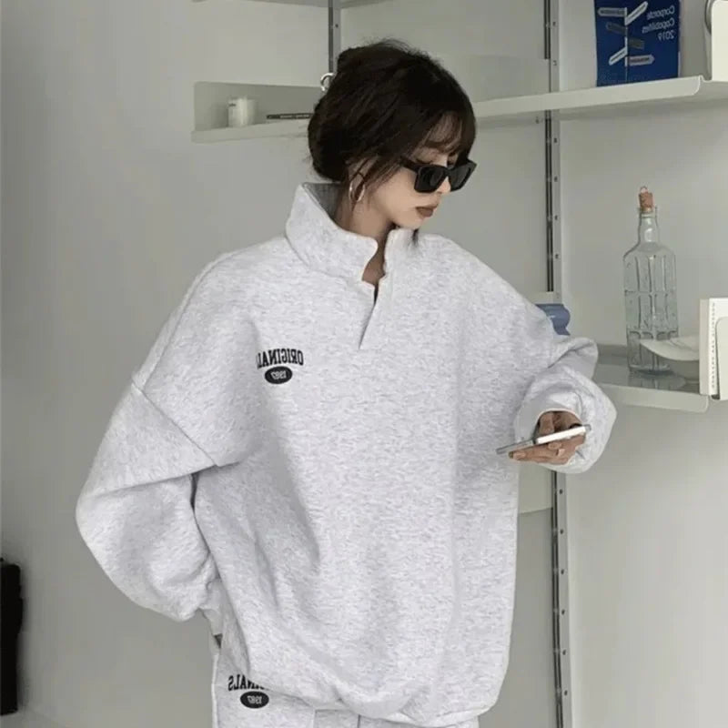 Maxy Women's Fashion Sports Suit Autumn and Winter New Loose Long Sleeved Tops Pant 2 Two Pieces Set for Woman Couture Tracksuit
