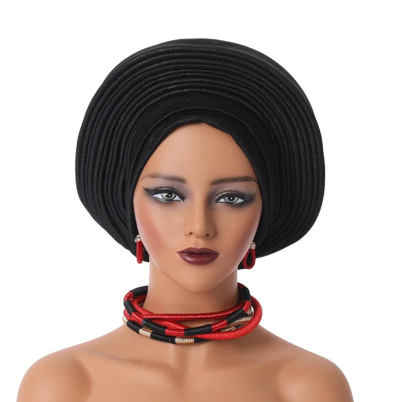 Maxy Gele Head tie Auto Gele Turban Head warp Already Made African Turban Cap Party Women Muslim Hijab Headscarf Bonnet Hat