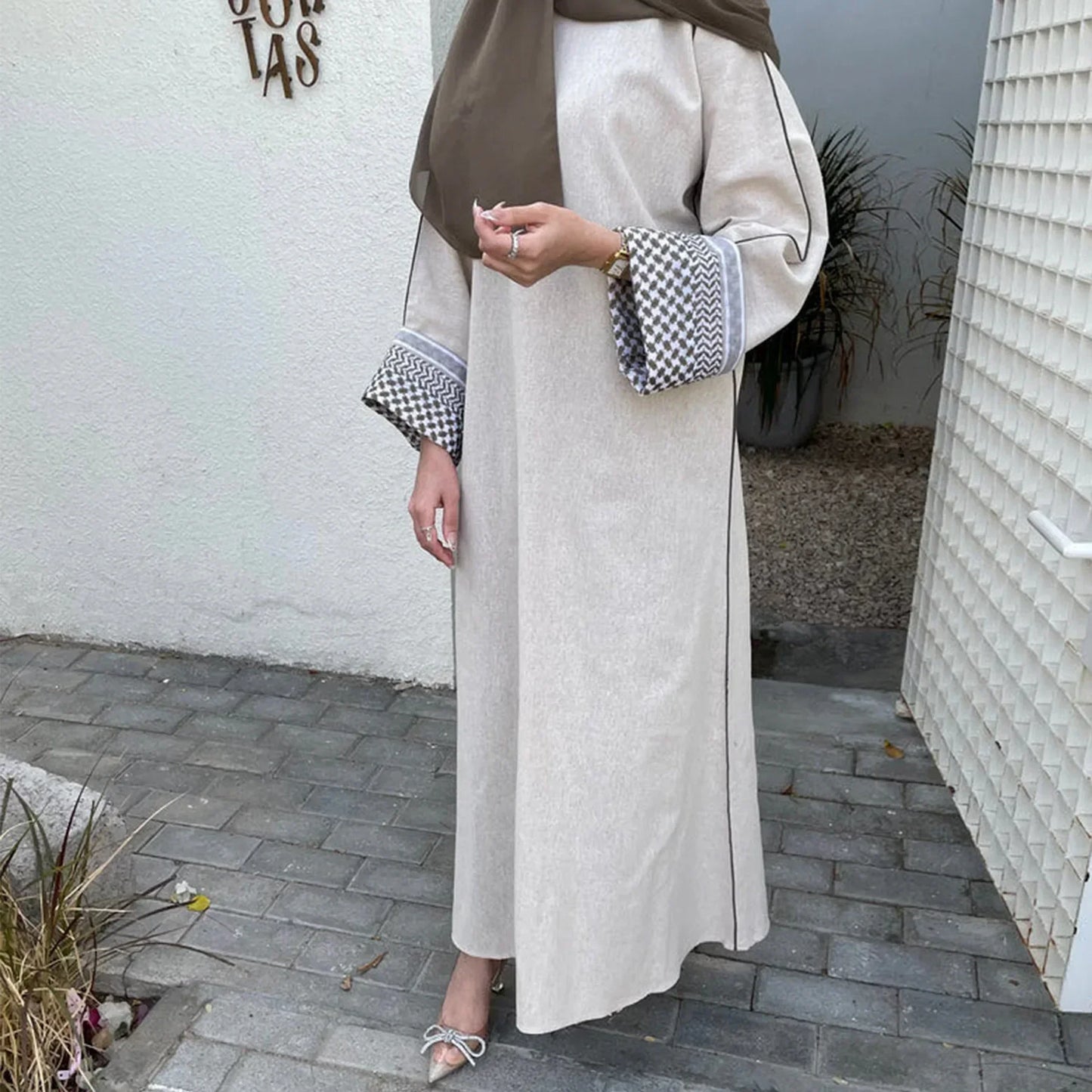 Maxy Linen Closed Abaya Keffiyeh Muslim Dress Printed Abayas for Women Dubai 2024 Luxury Turkey Ramadan Islamic Clothes Kaftan Robe