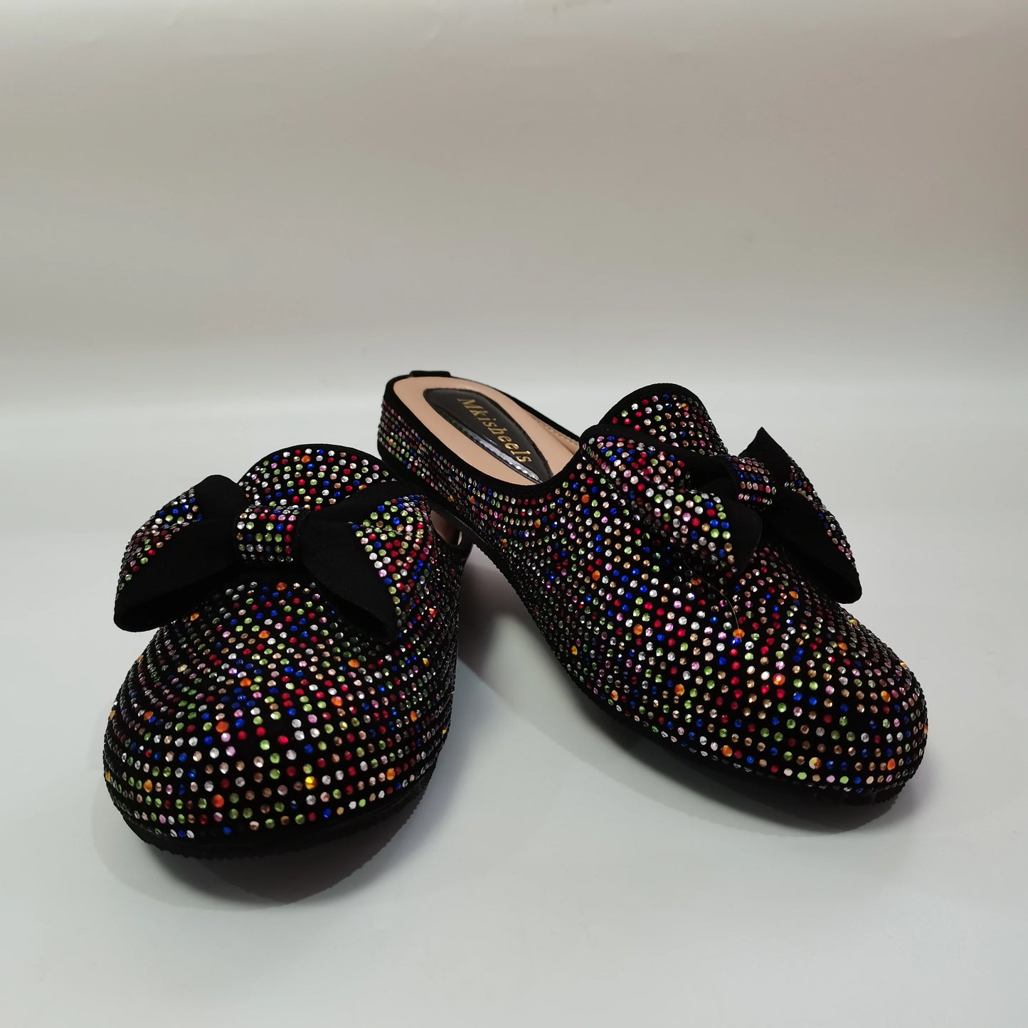 Fashion Women Rhinestone Slippers Shoes Summer Mullers with Bowknot Luxury Lady Beach Designer Shoes Sequins Sandals F615-1