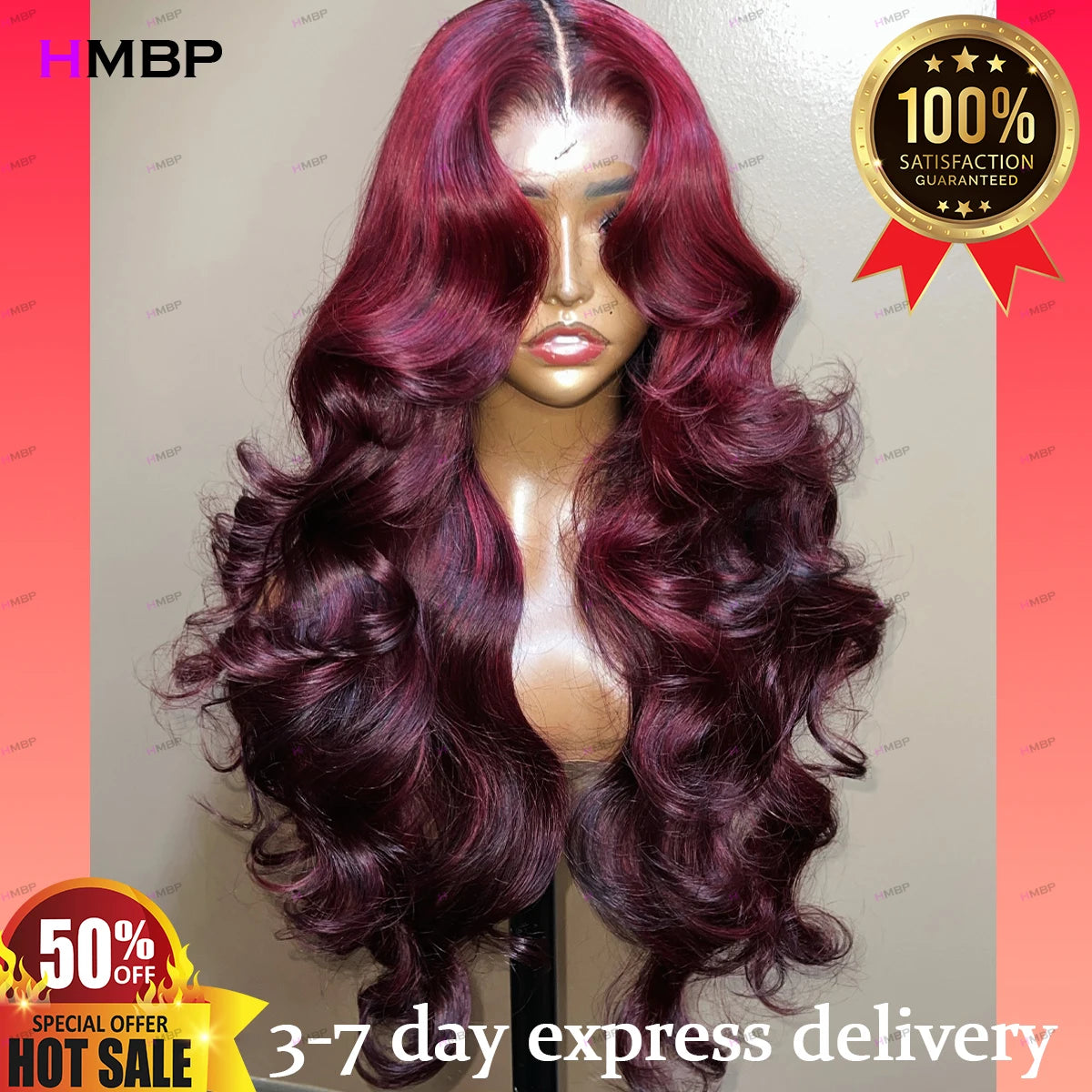 Maxy 360/13x6 HD Lace Front Wig Glueless Lace Wig Human Hair Wear and Go Body Wave 99j Colour Pre Plucked Lace Frontal Wigs For Women