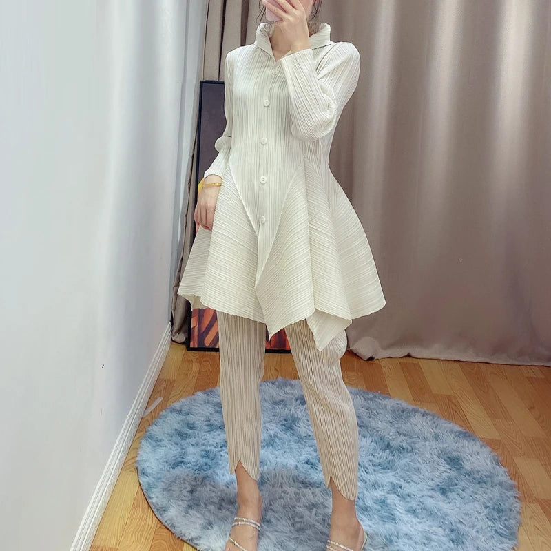 Maxy Mid-Length Bud Coat for Women, Stand-up Collar, Single-Breasted, Long-Sleeved Jacket, Hollow, Large Size, New, early Autumn, 202