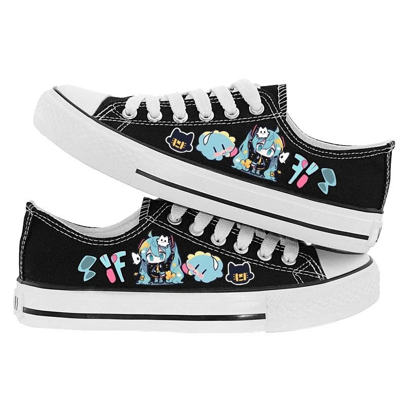 Maxy Kawaii Hatsune Miku Canvas Shoes Summer New Thin Shoes Cartoon New High Top/low Top Versatile Boy Girl Shoes Couple Style