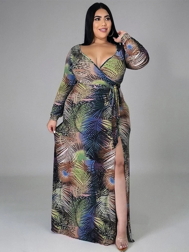 Woman Maxi Dress Long Sleeve Floral Dress Ladies Casual Plus Size 3xl Dress Chic and Elegant Wholesale Bulk Dropshipping